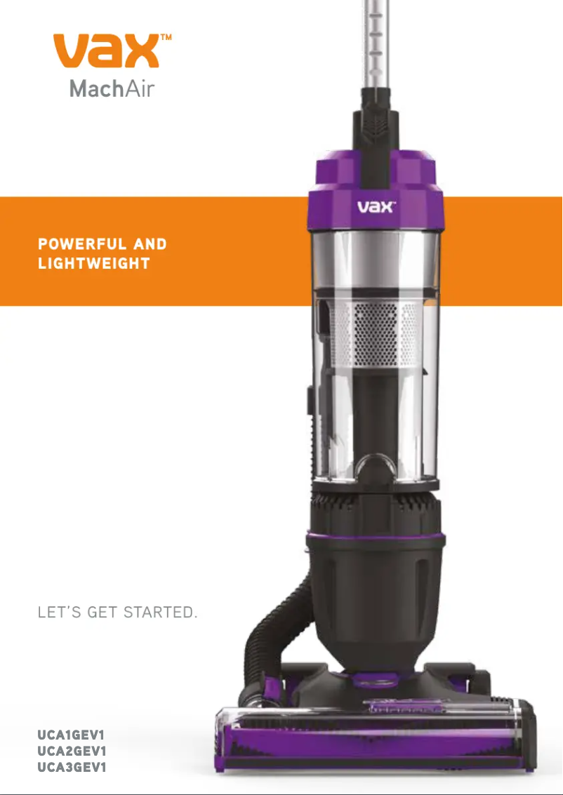 Page 1 de la notice Manuel utilisateur Vax MachAir UCA1GEV1