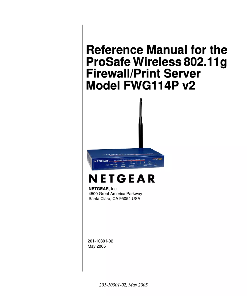 Page 1 de la notice Manuel utilisateur Netgear FWG114P