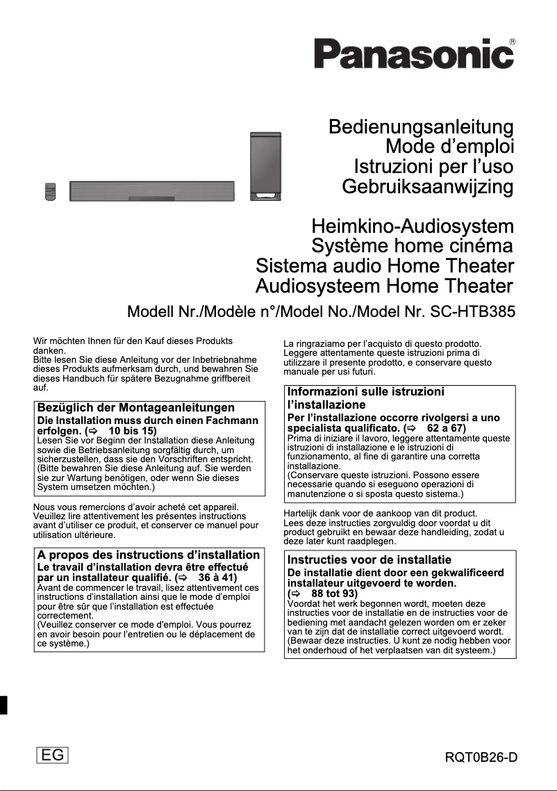 Image de la première page du manuel de l'appareil SC-HTB385