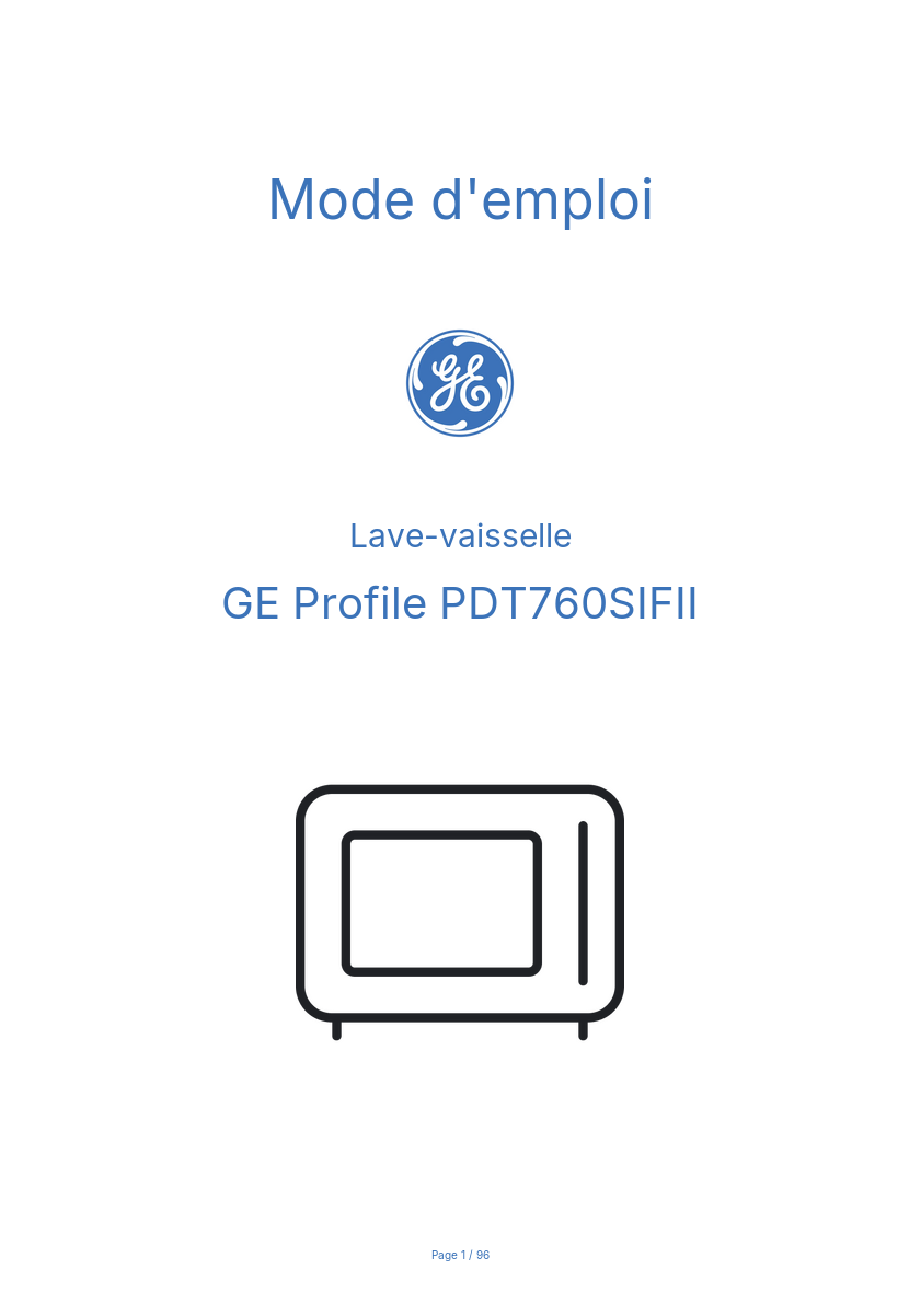 Image de la première page du manuel de l'appareil Profile PDT760SIFII