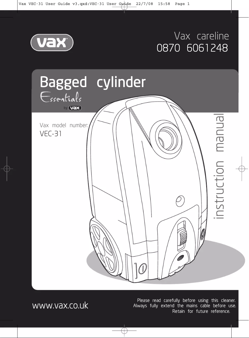 Imagen de la primera página del manual del dispositivo Essentials VEC-31