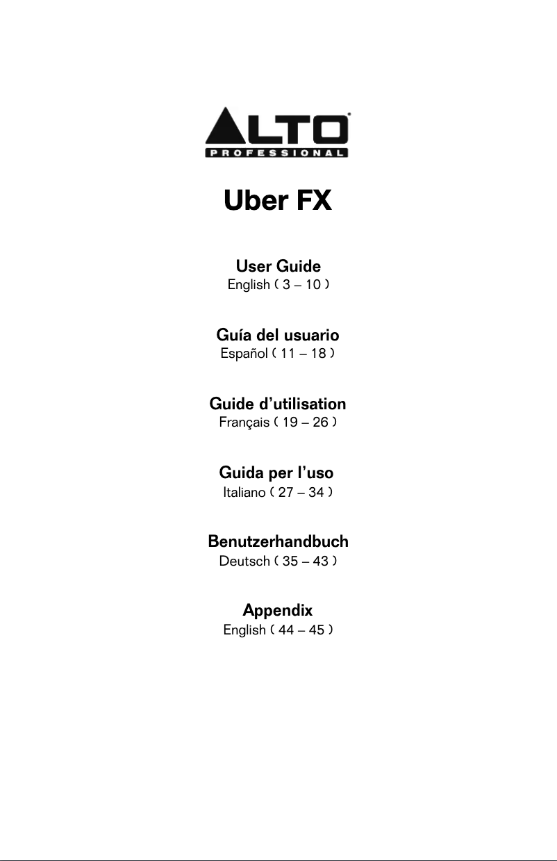 Page n°1 - Manuel utilisateur Alto Uber FX