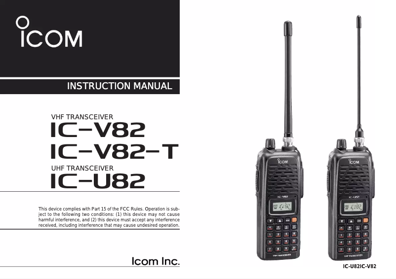 Page n°1 - Manuel utilisateur ICOM IC-V82