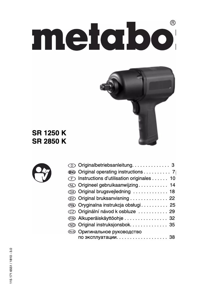 Page 1 de la notice Manuel utilisateur Metabo SR 2850 K