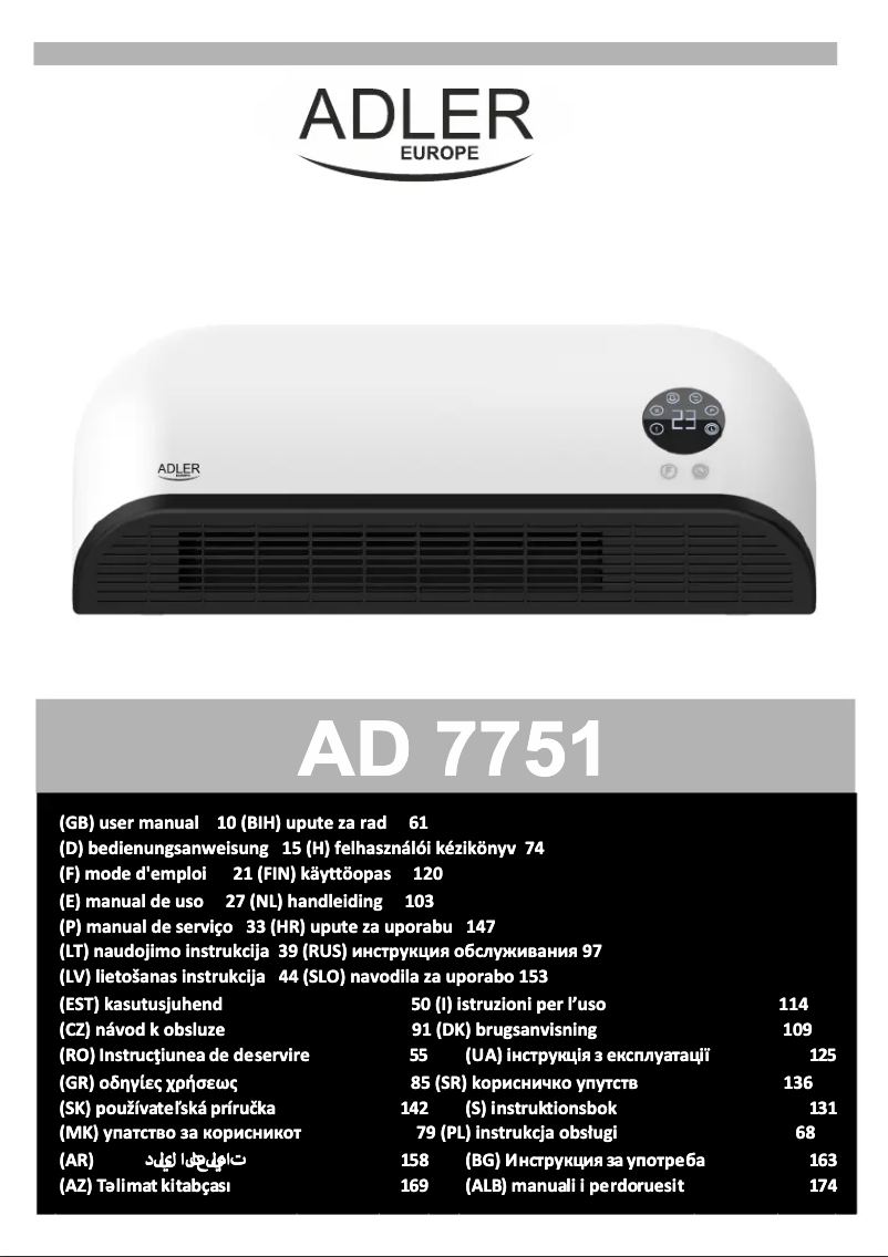 Page n°1 - Manuel utilisateur Adler AD 7751