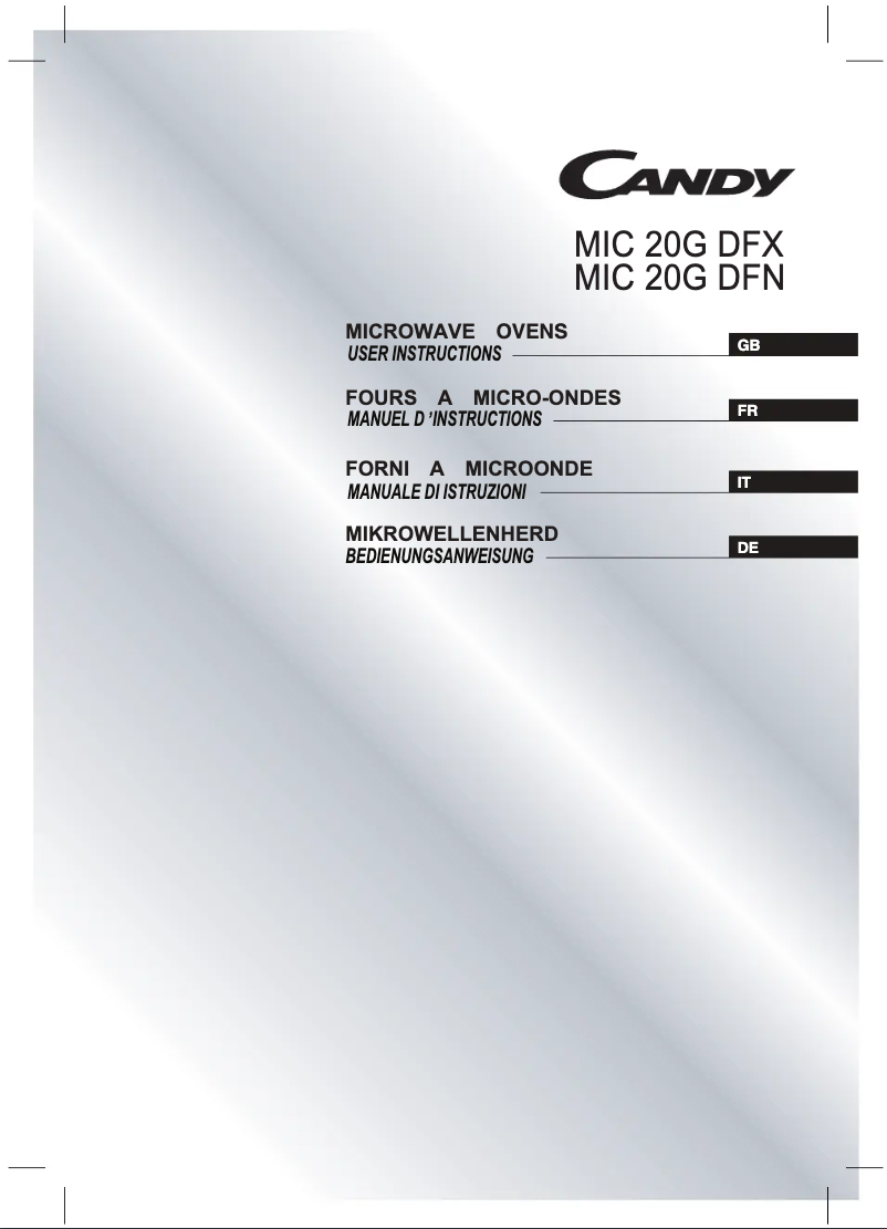 Page 1 of the manual User Manual Candy MIC20GDFXEE