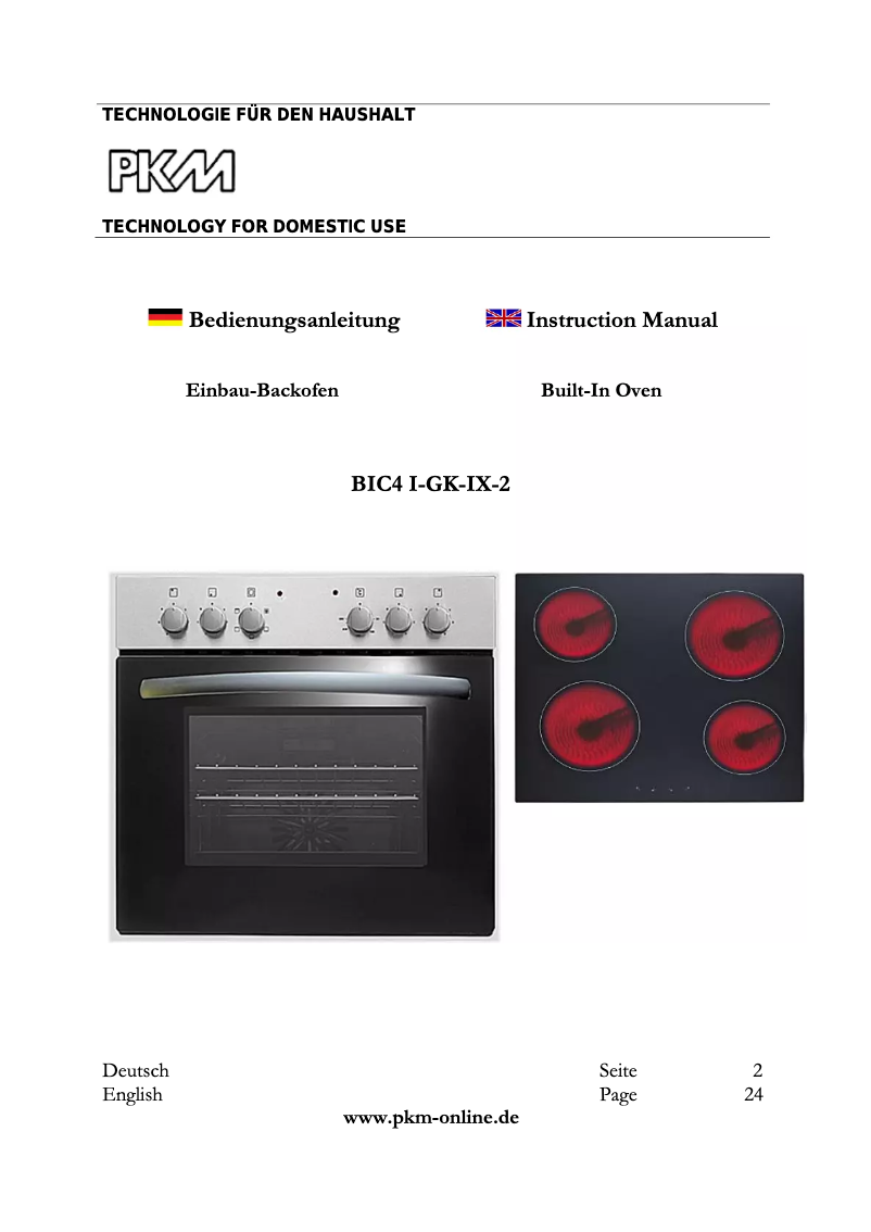 Page 1 de la notice Manuel utilisateur PKM BIC4-I GK IX-2