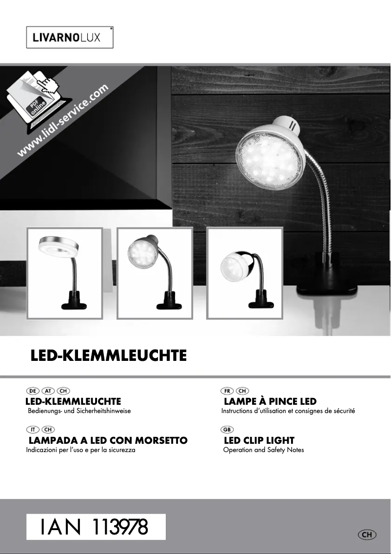 Page 1 de la notice Manuel utilisateur Livarno Lux IAN 113978