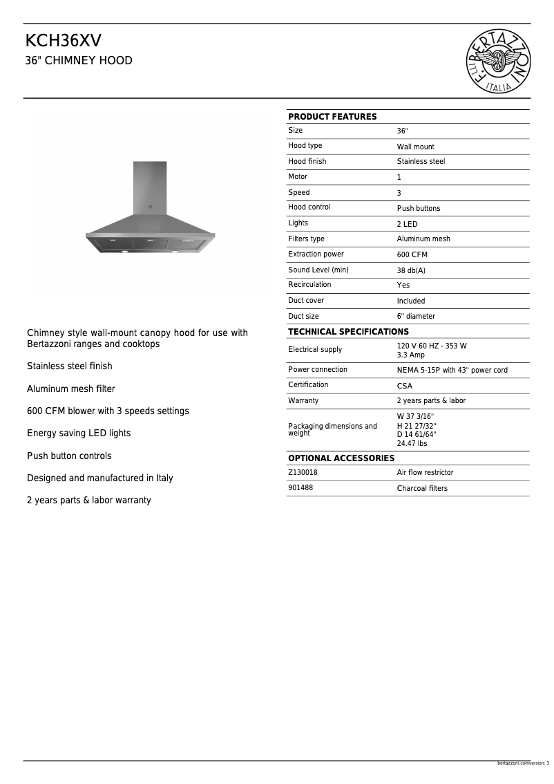 Image de la première page du manuel de l'appareil KCH36XV