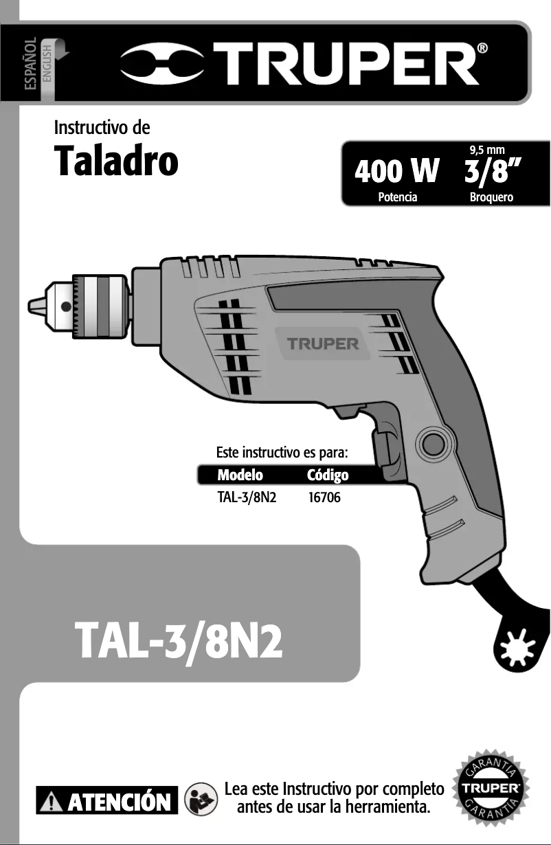 Page n°1 - Manuel utilisateur Truper TAL-3/8N2