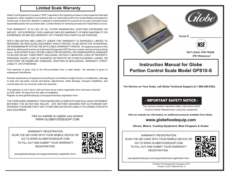 Page 1 de la notice Manuel utilisateur Globe GPS10-S