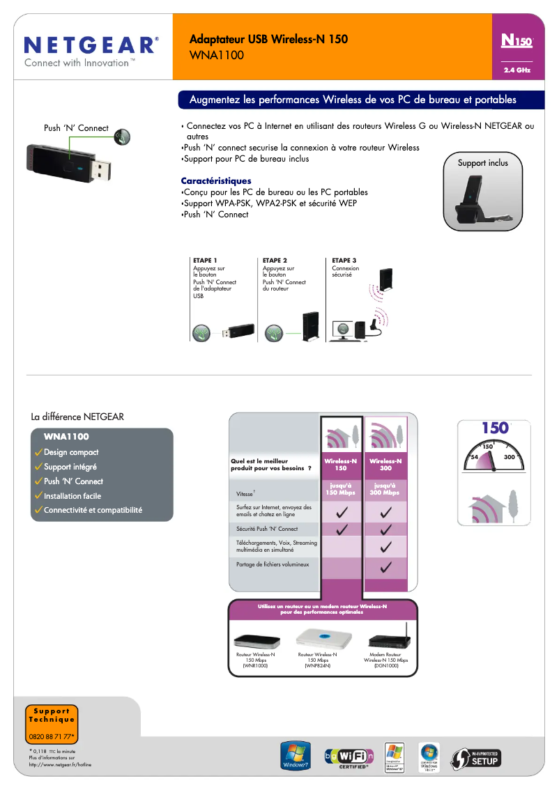 Page n°1 - Fiche technique Netgear WNA1100