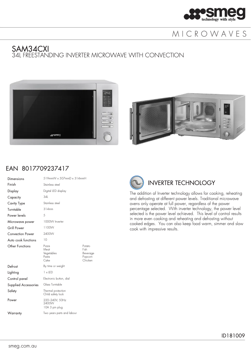 Image de la première page du manuel de l'appareil SAM34CXI