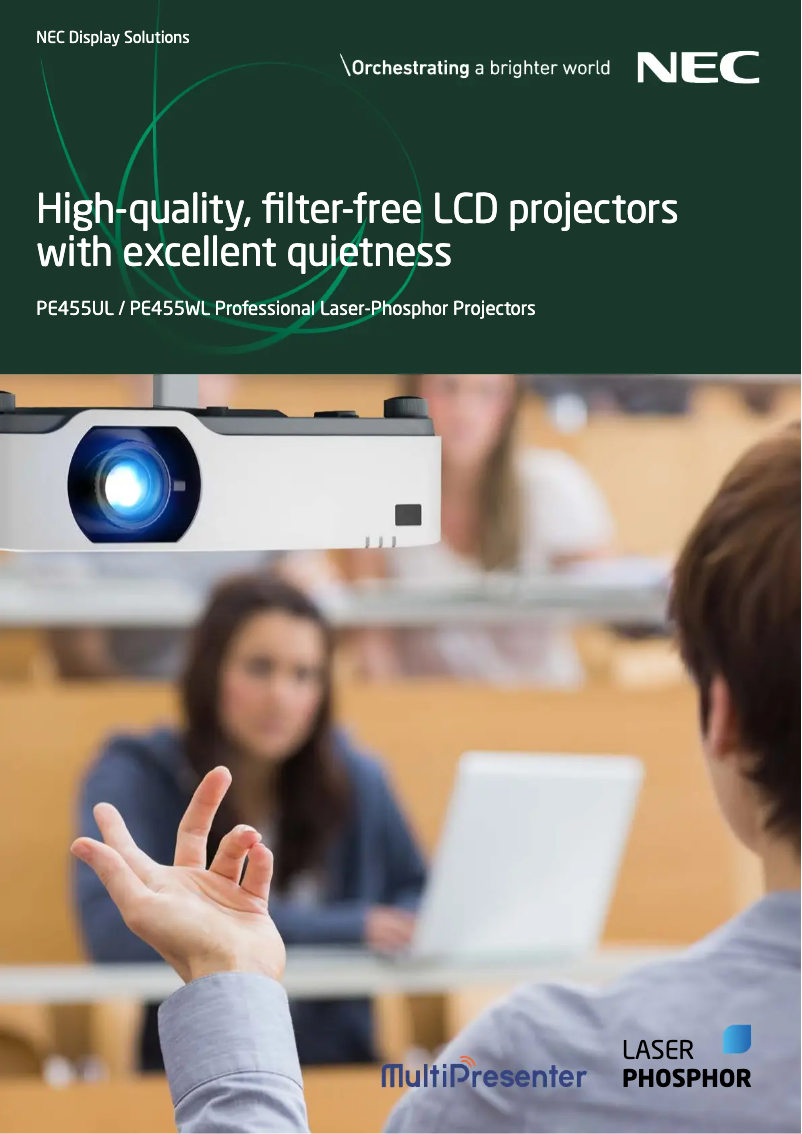 Page 1 de la notice Brochure NEC PE455WL