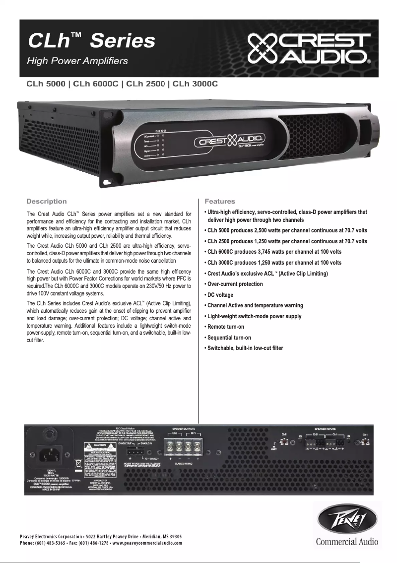 Page n°1 - Fiche technique Crest Audio CLh 6000C