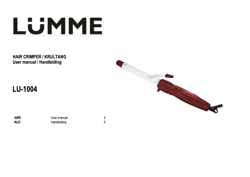 Page n°1 - Manuel utilisateur LUMME LU-1004