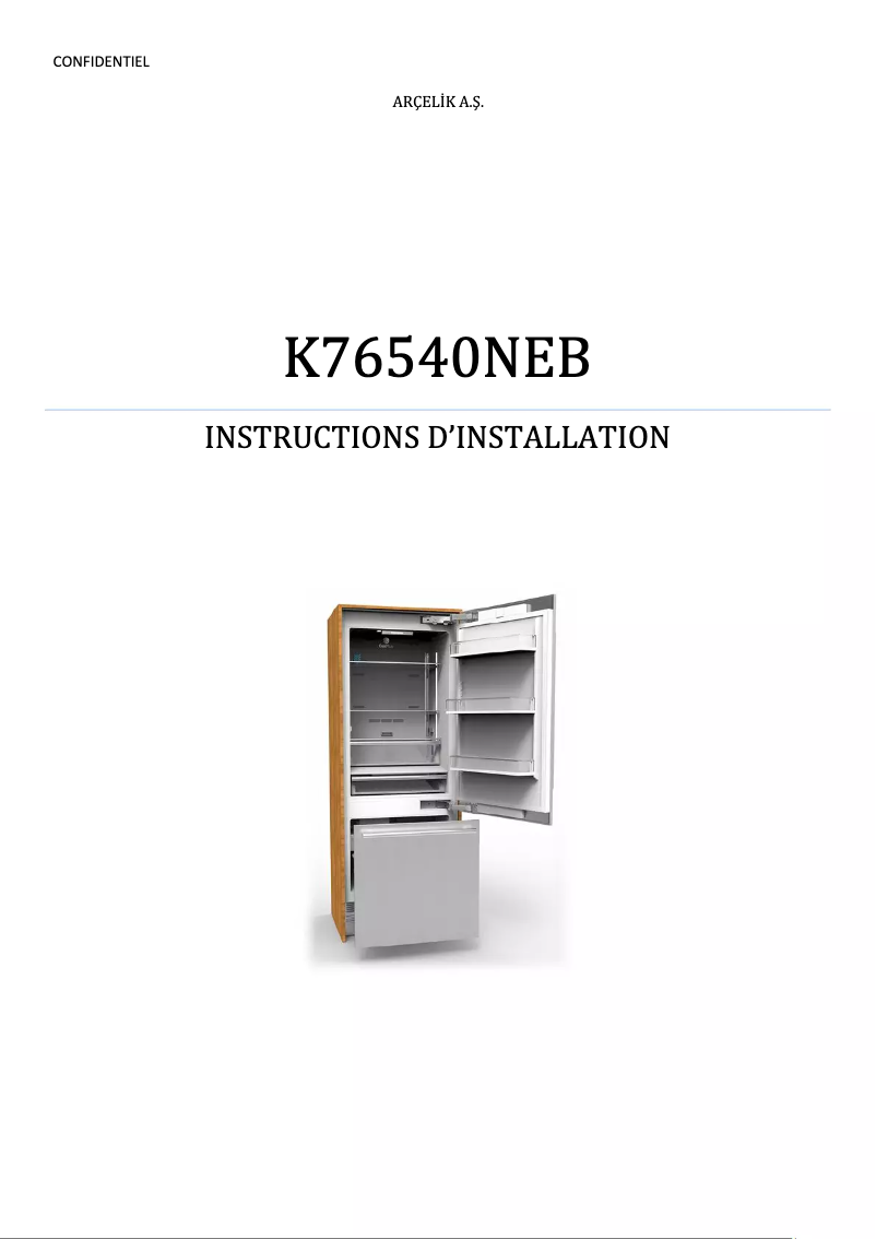 Page 1 de la notice Manuel utilisateur Beko BBBF3019IMWESS