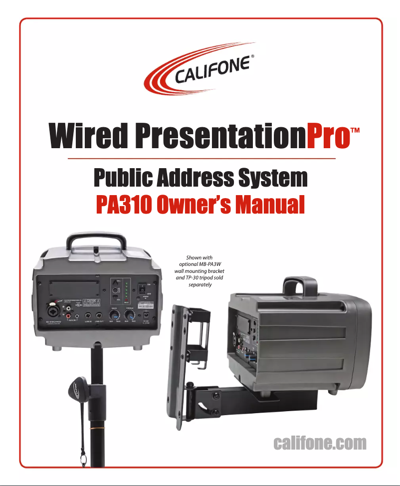 Image de la première page du manuel de l'appareil PA310