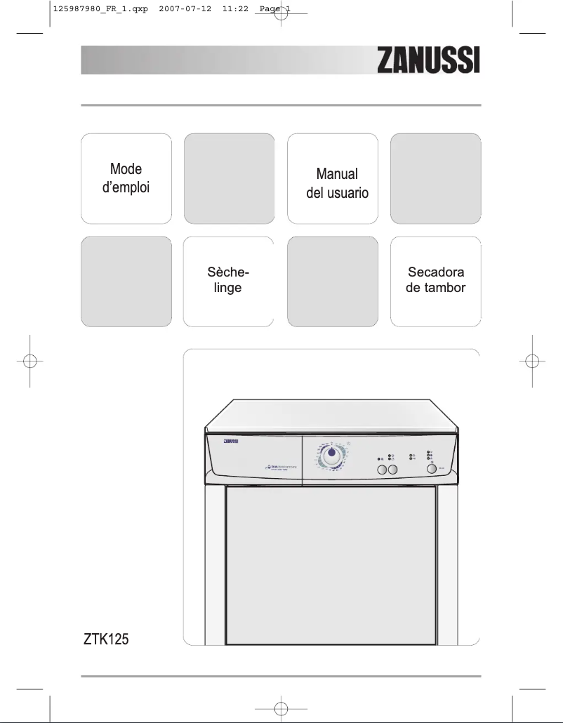 Page n°1 - Manuel utilisateur Zanussi ZTK 123