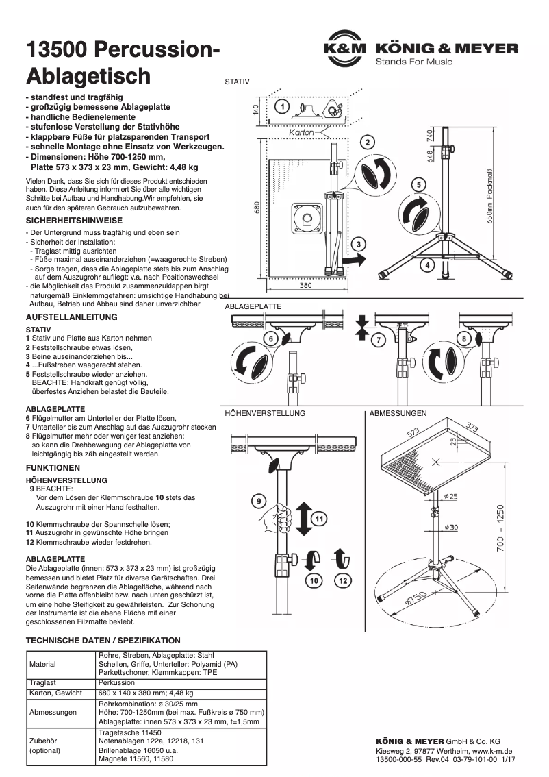 Page 1 de la notice Manuel utilisateur Konig & Meyer 13500