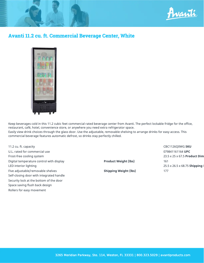 Página 1 del manual Ficha técnica Avanti CBC1126Q0WG