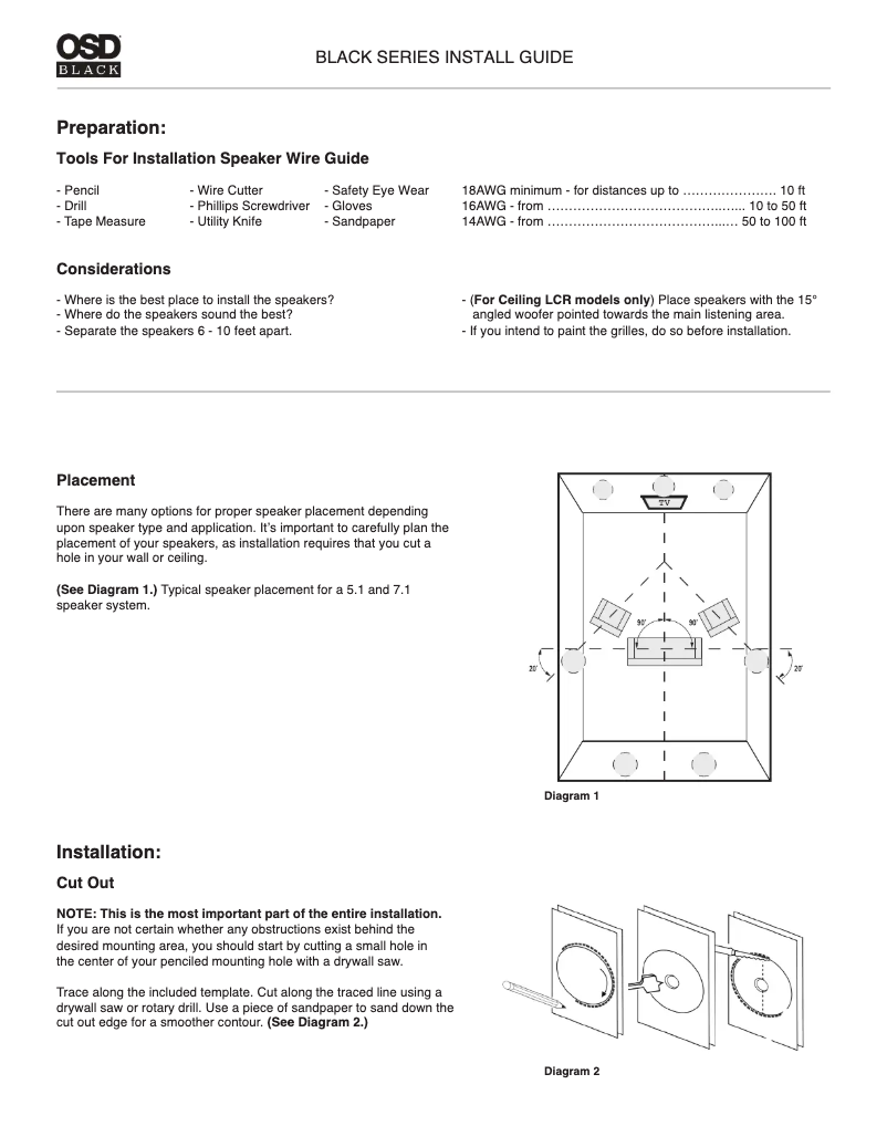 Page 1 de la notice Manuel utilisateur OSD Audio Black R83A