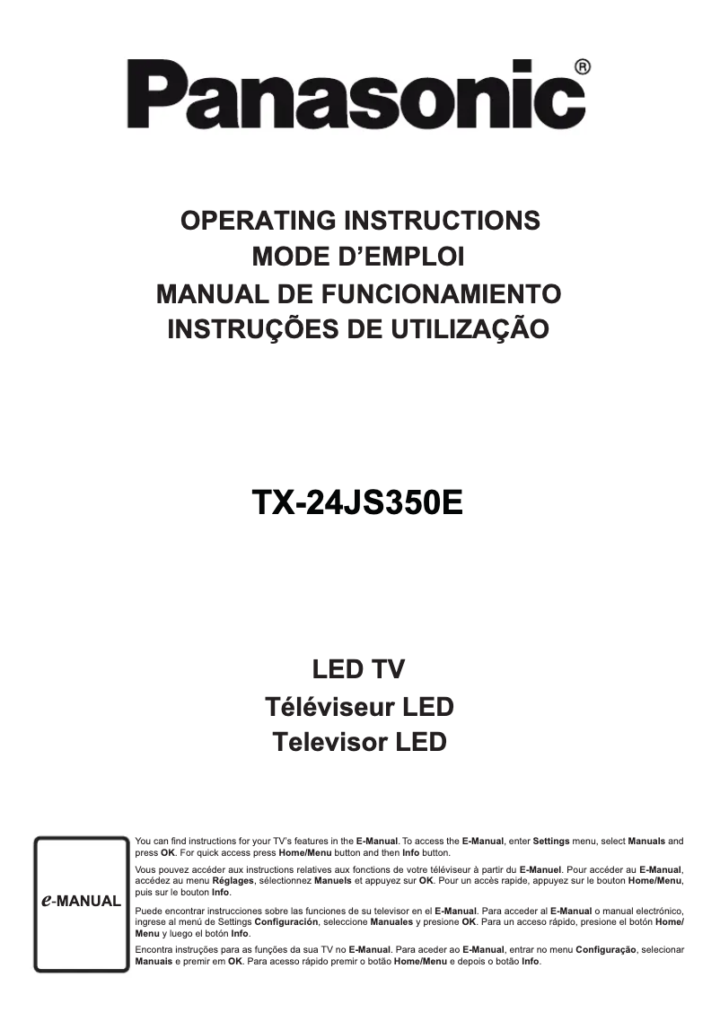 Imagen de la primera página del manual del dispositivo TX-24JS350E