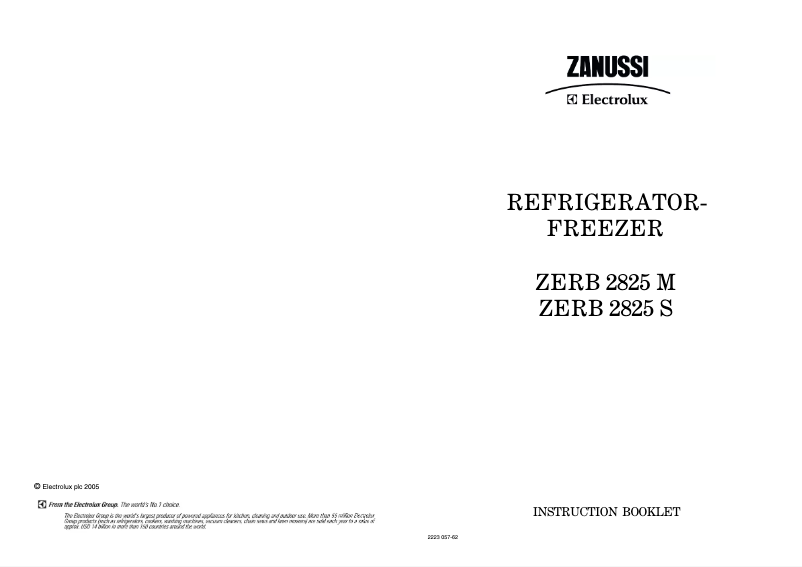Page 1 de la notice Manuel utilisateur Zanussi-Electrolux ZERB2825S