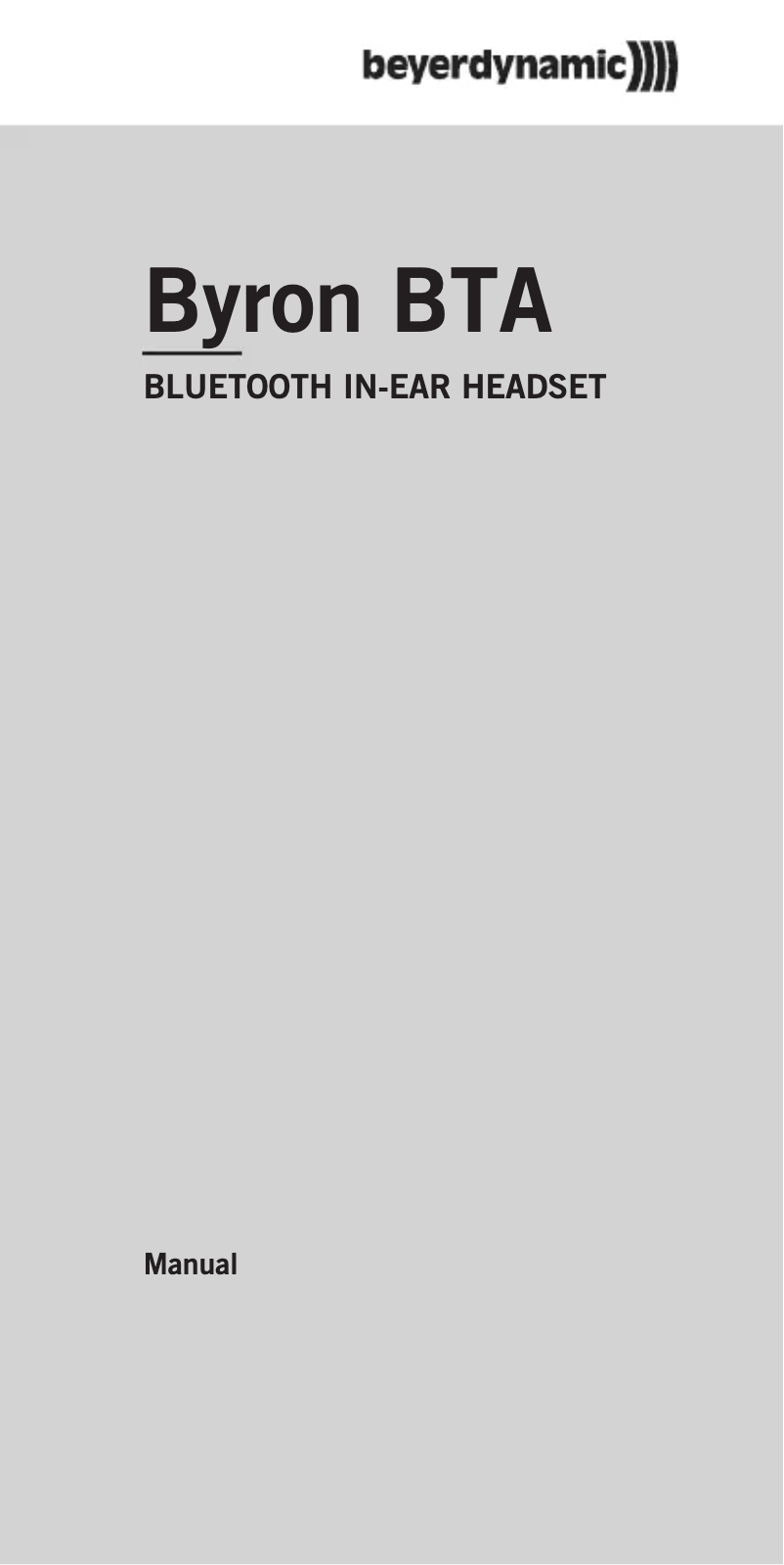 Page n°1 - Manuel utilisateur Beyerdynamic Byron