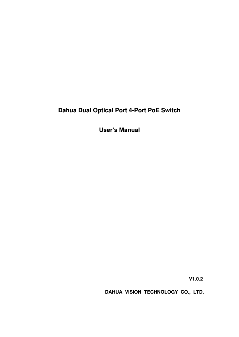 Page 1 de la notice Manuel utilisateur Dahua Technology PFS4206-4P-96