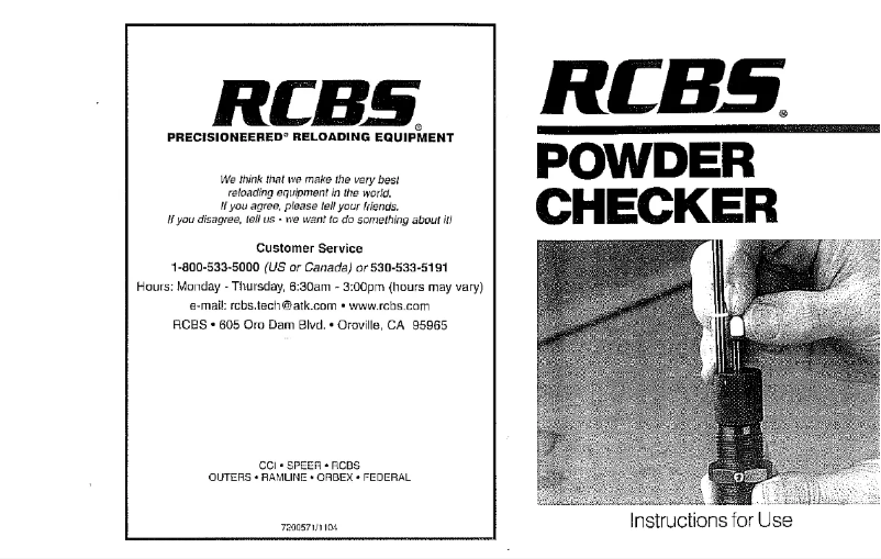 Page n°1 - Manuel utilisateur RCBS Powder Checker