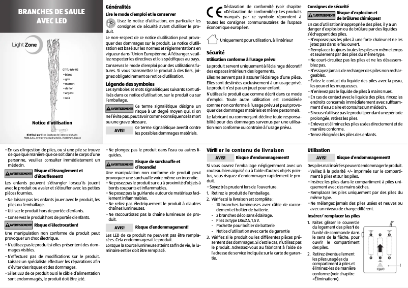 Page n°1 - Manuel utilisateur LightZone GT-TL-WW-02