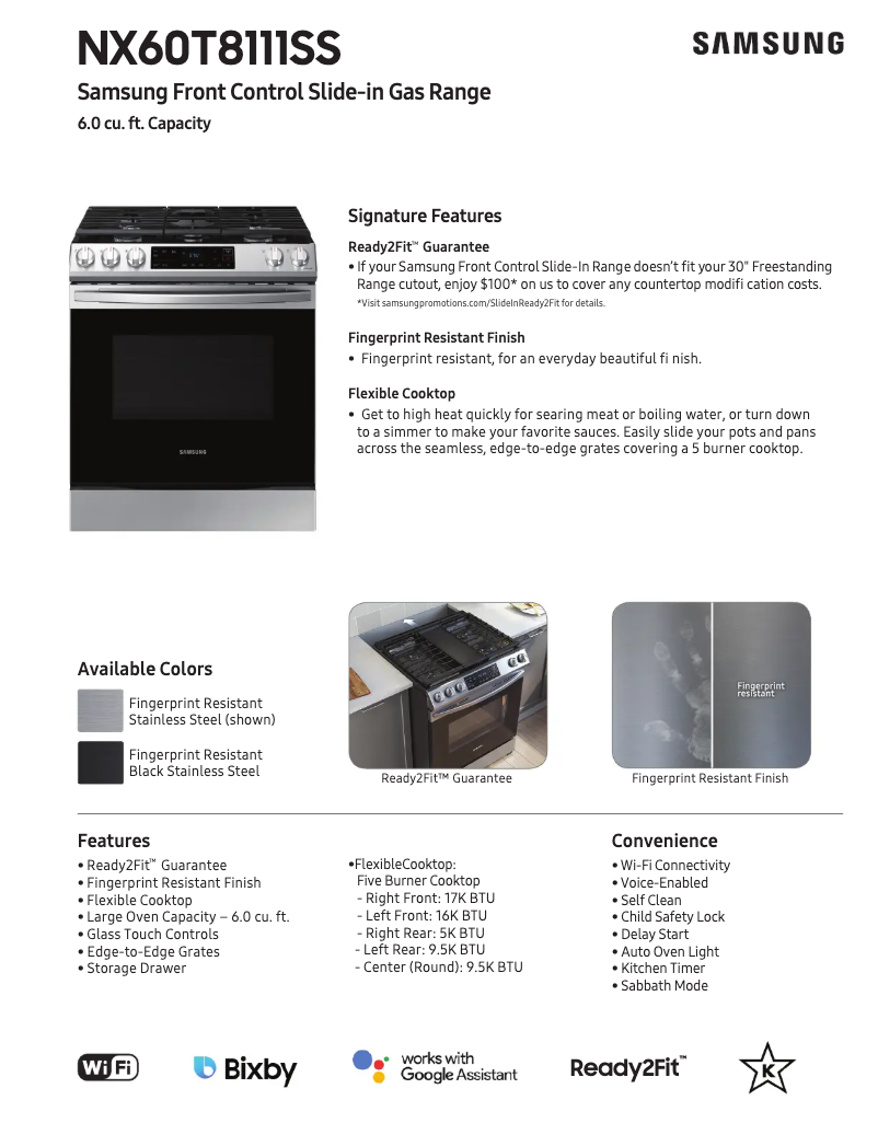 Page n°1 - Fiche technique Samsung NX60T8111SG