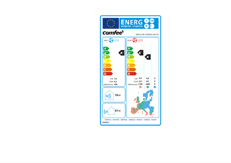 Page 1 de la notice Manuel utilisateur Comfee Sirius-24E