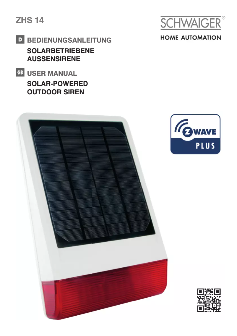 Page n°1 - Manuel utilisateur Schwaiger ZHS14