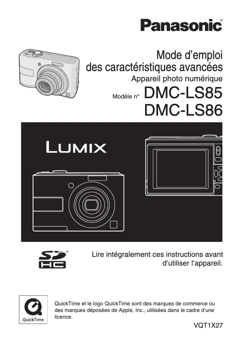 Page 1 de la notice Manuel utilisateur Panasonic Lumix DMC-LS86
