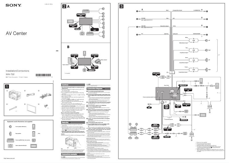 Page 1 de la notice Guide d'installation Sony XAV-722