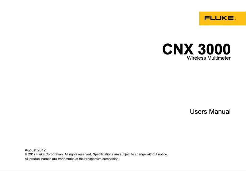 Page n°1 - Manuel utilisateur Fluke CNX 3000