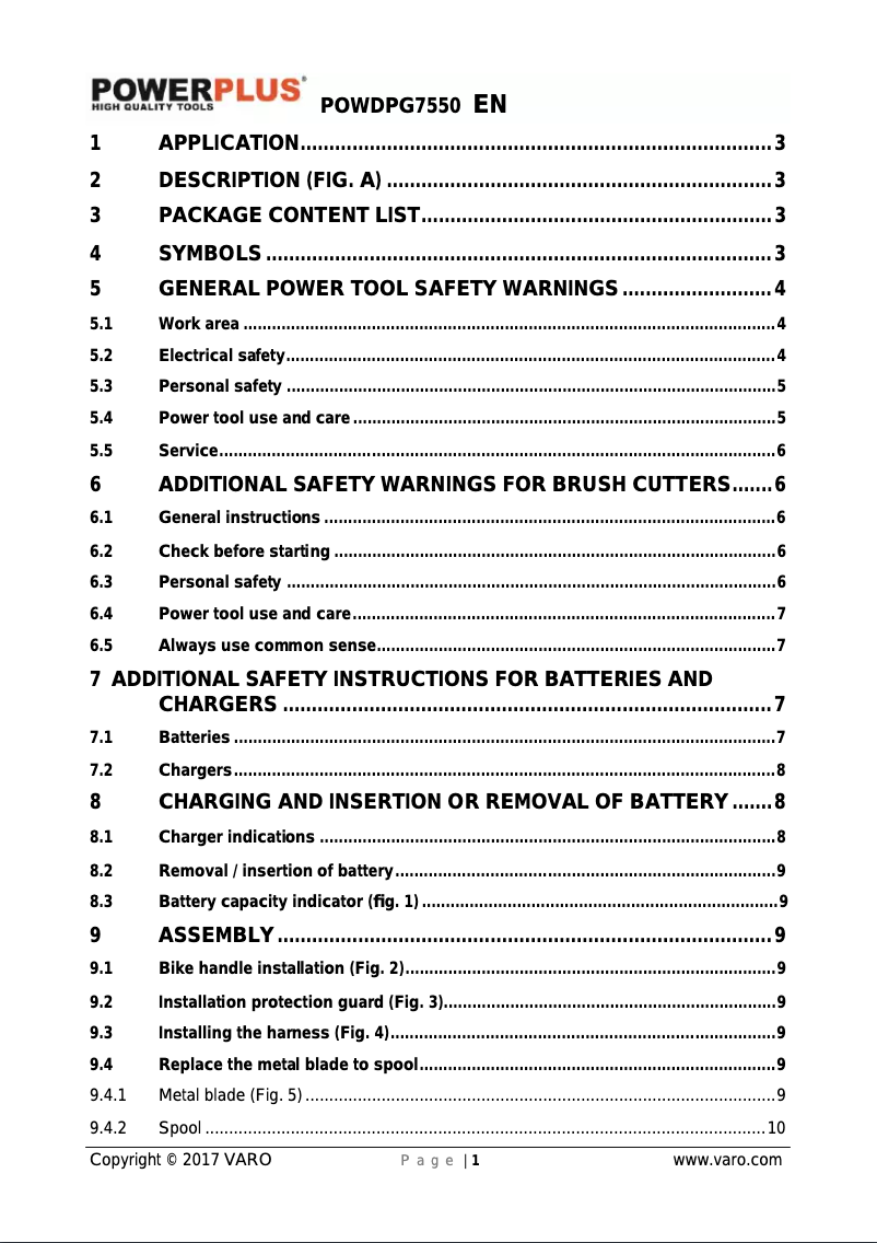 Image de la première page du manuel de l'appareil POWDPG7550