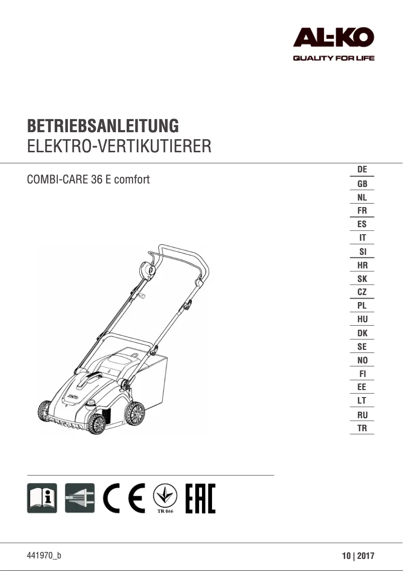 Image de la première page du manuel de l'appareil Combi Care 36 E Comfort