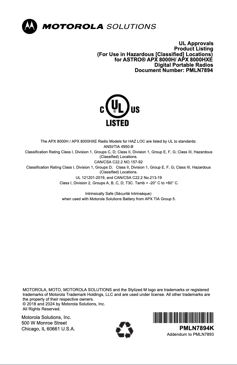 Page 1 de la notice Mode d'emploi Motorola APX 8000HXE