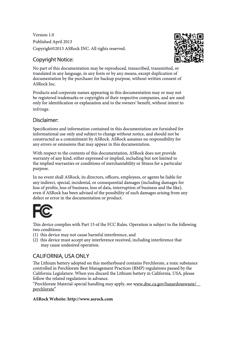Image de la première page du manuel de l'appareil B85M-ITX