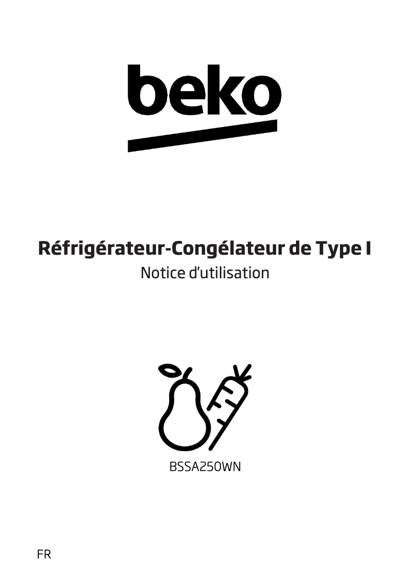 Page 1 de la notice Manuel utilisateur Beko BSSA250WN