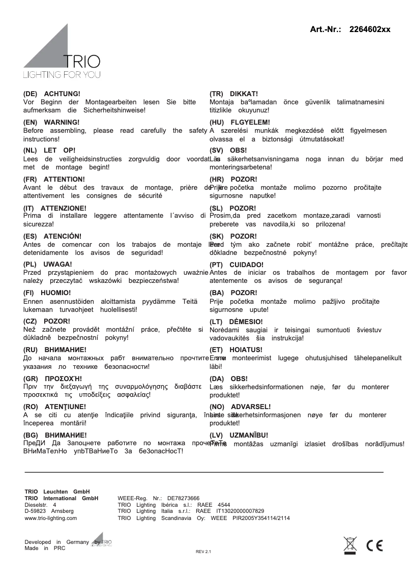 Page 1 de la notice Manuel utilisateur Trio Lighting Thames II 226460287