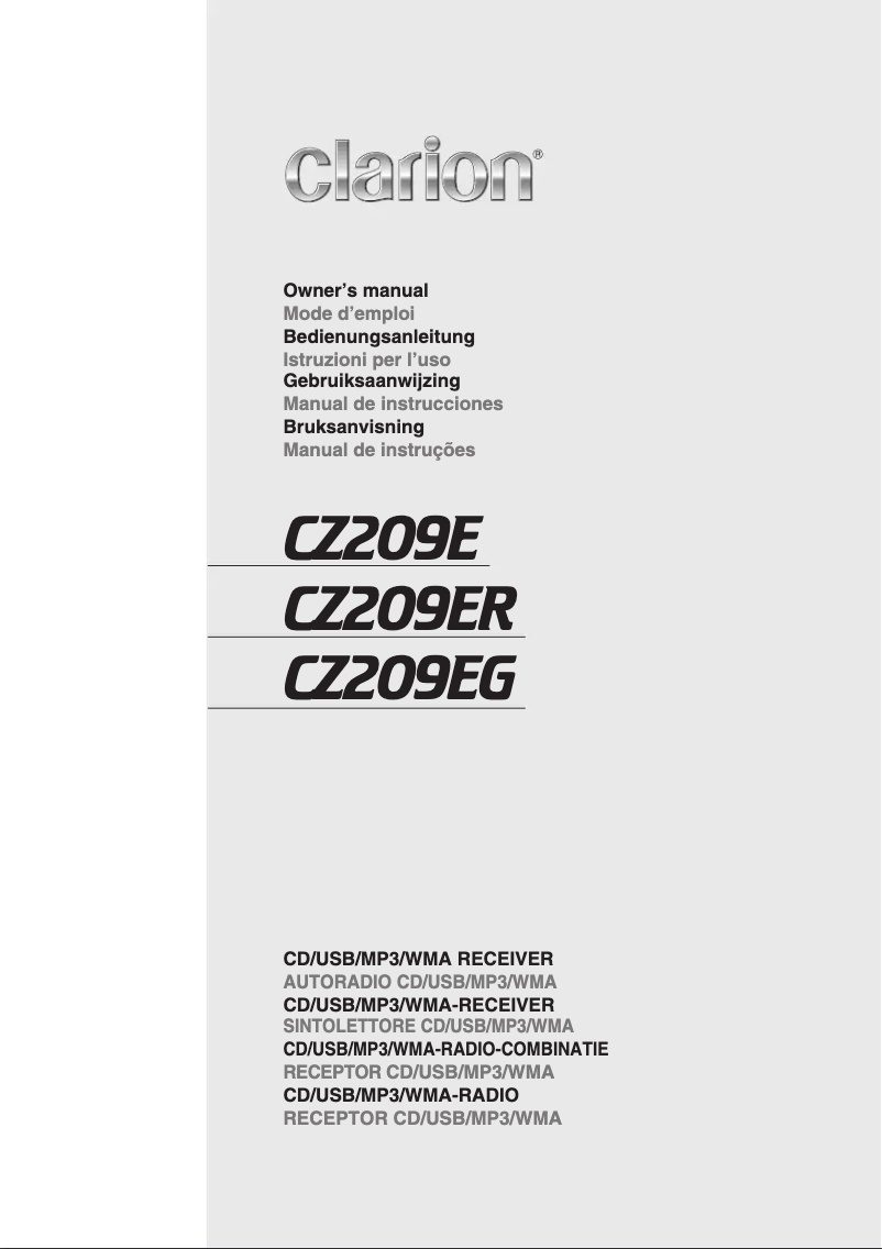Page n°1 - Manuel utilisateur Clarion CZ209ER