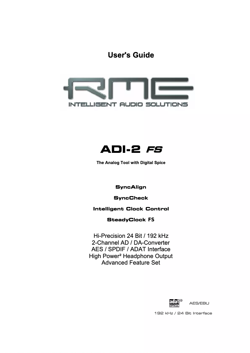 Image de la première page du manuel de l'appareil ADI-2 FS