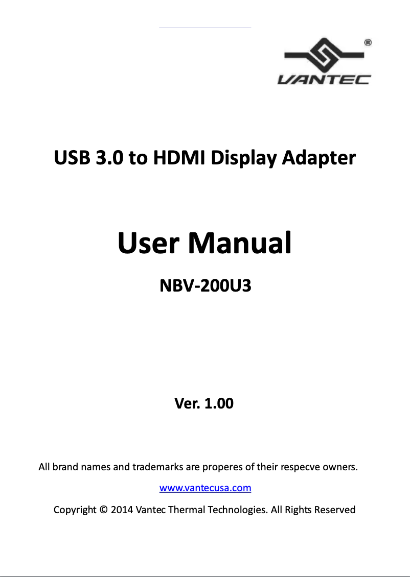 Página 1 del manual Manual de usuario Vantec NBV-200U3
