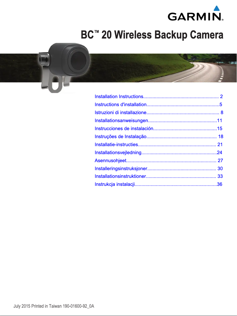 Page n°1 - Guide d'installation Garmin nuvi 2798LMT