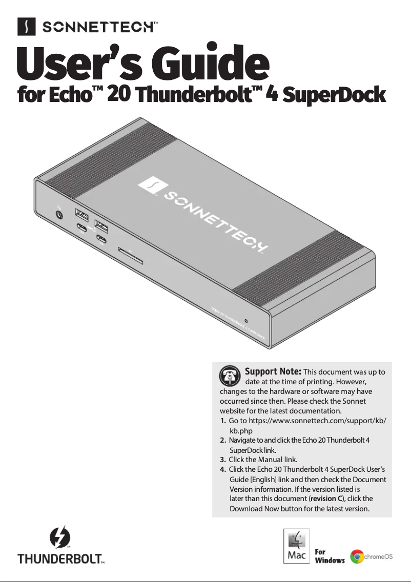 Página 1 del manual Manual de usuario Sonnet Echo 20 Thunderbolt 4 SuperDock