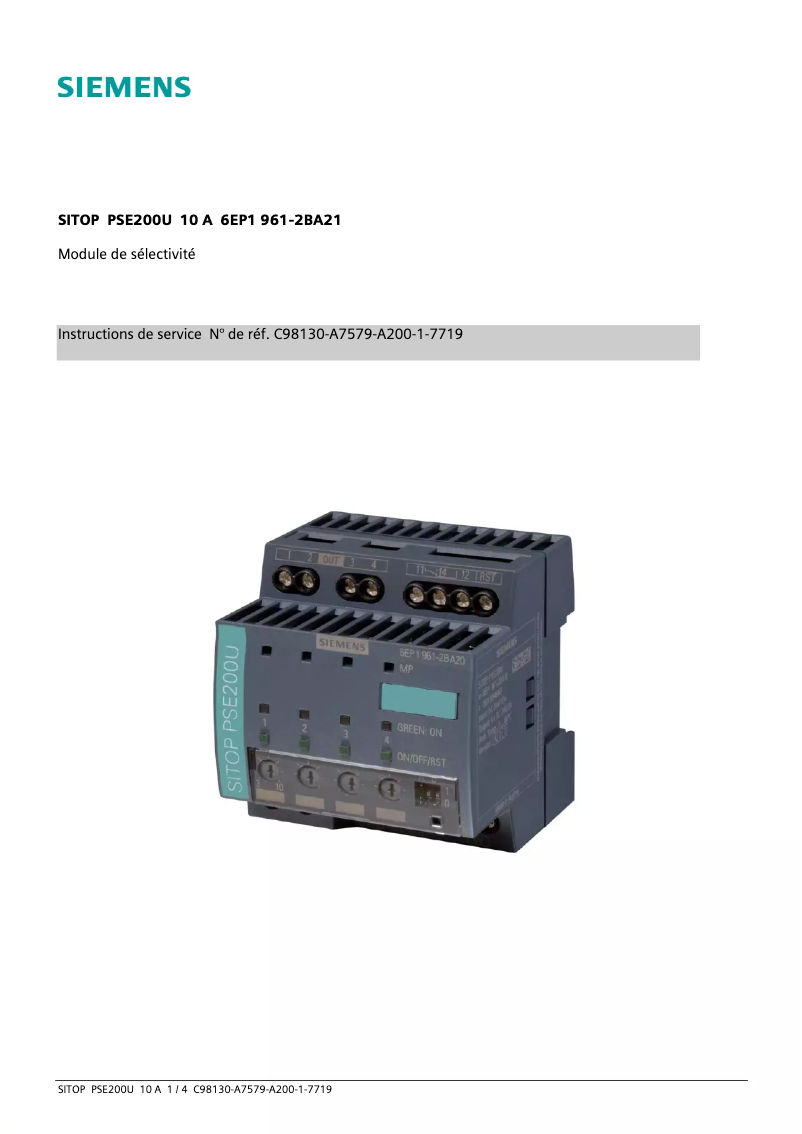 Página 1 del manual Manual de usuario Siemens SITOP PSE200U 10 A